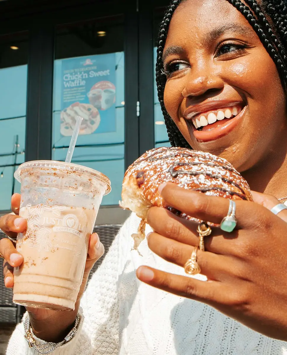 JLCC customer with food and drink